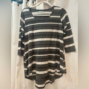 Maurices Black and Cream Striped Long Sleeve Top